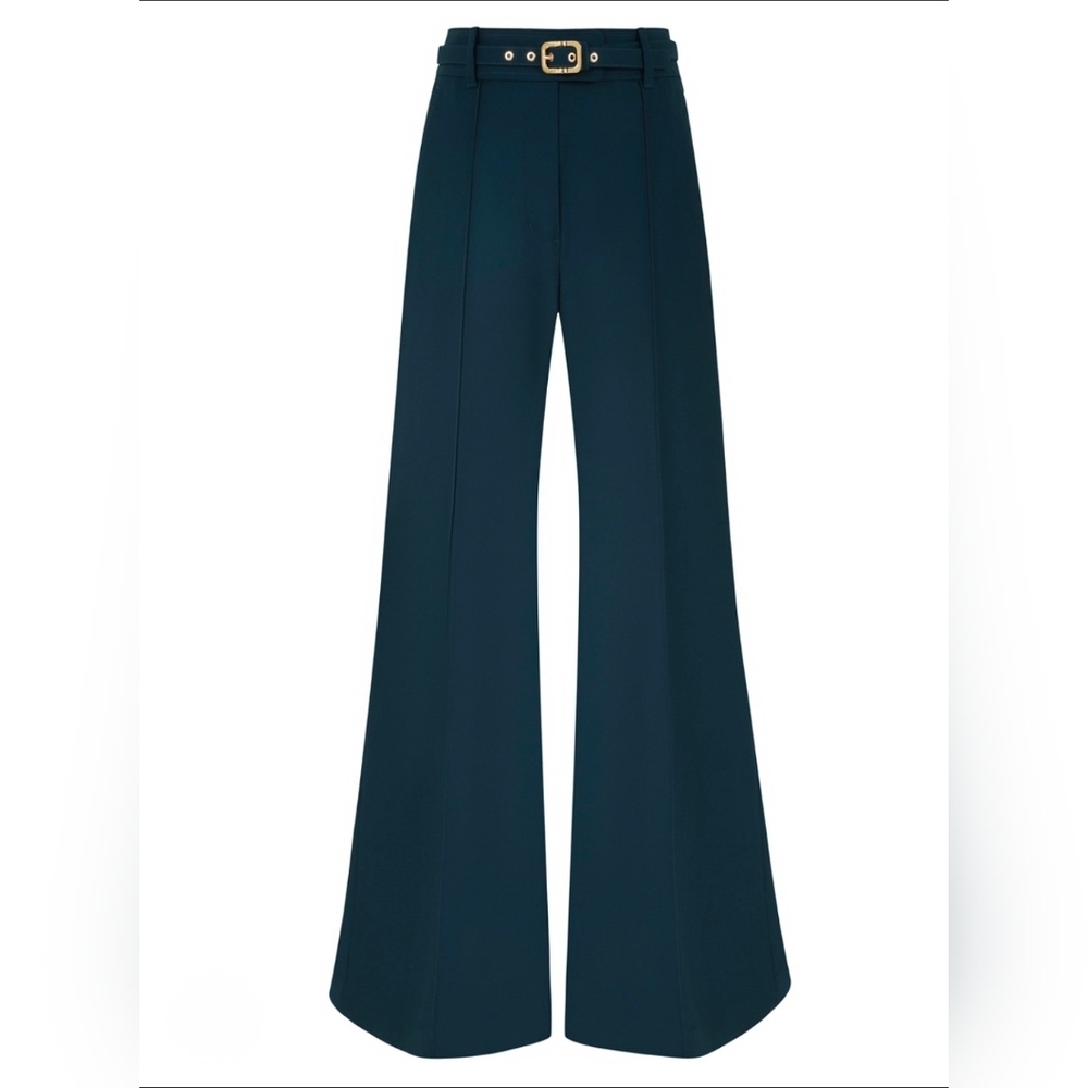 Zimmermann Teal Wool Rebellion Tailored Flare Pants Size XS NWT $800 Luxury
